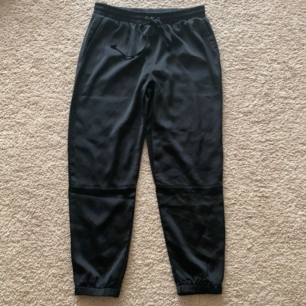 Socialite Black Satin Jogger Pants